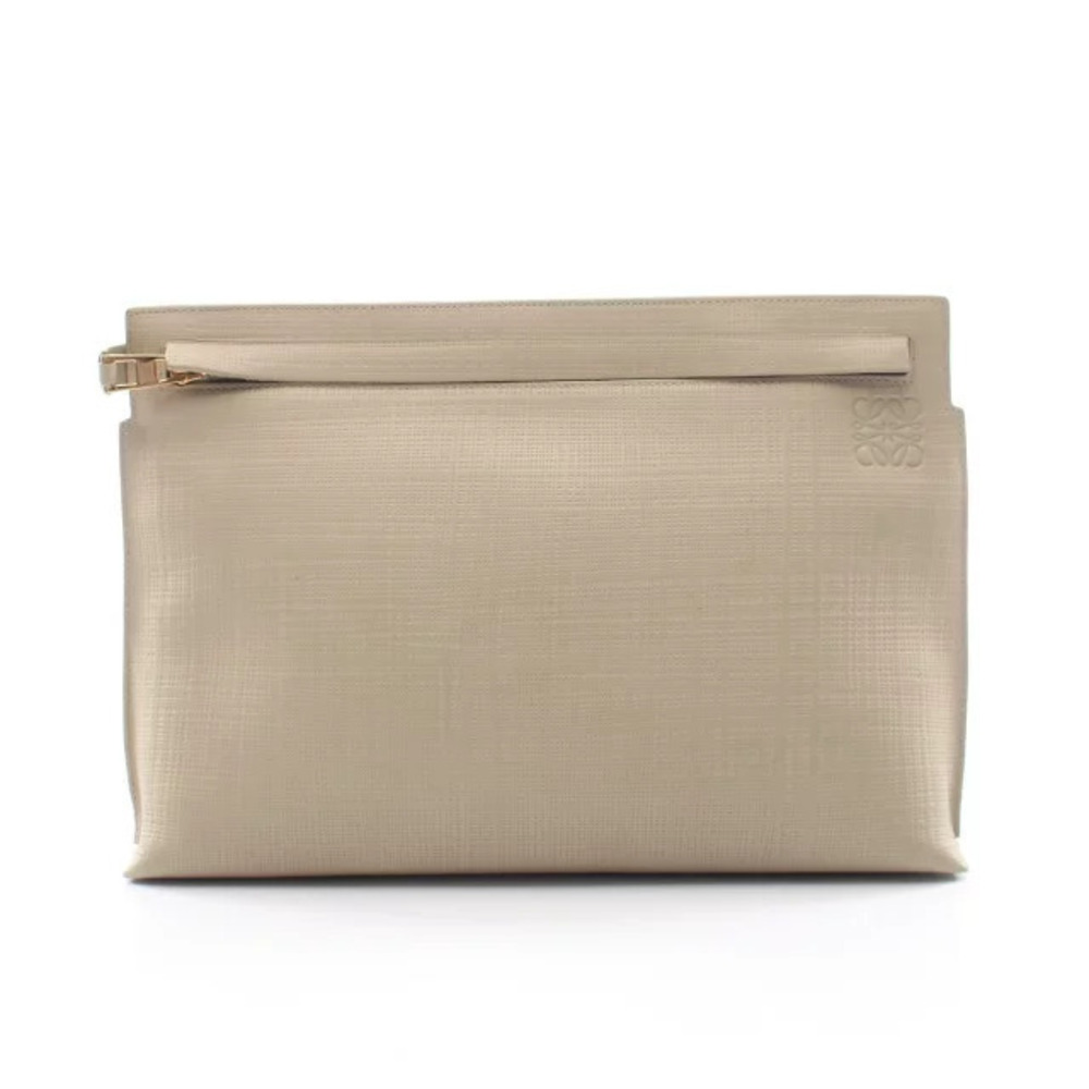 Loewe T Pouch Clutch Anagram Shoulder Bag Leather Green